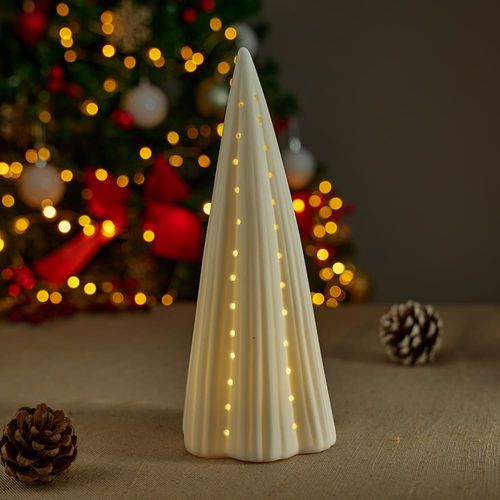 Árbol Blanco de porcelana con luz Led 21cm Colección Roja Orange