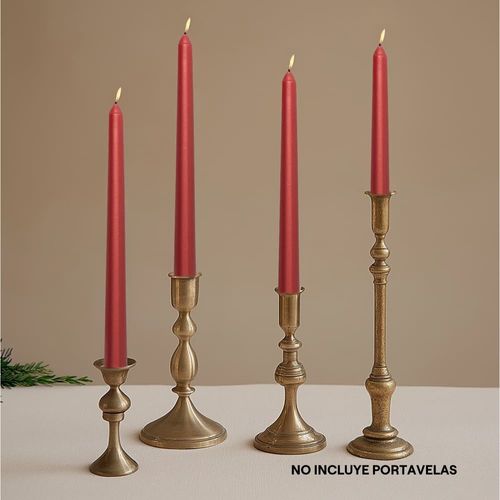 Set x 4 velas largas Rojas Satinadas Colección Roja