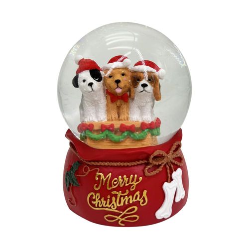 Adorno De Navidad Bola De Nieve Perros Con Luz 10 Cm Kaz Home