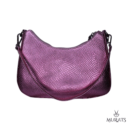 Cartera Baguette de Cuero Color Purpura