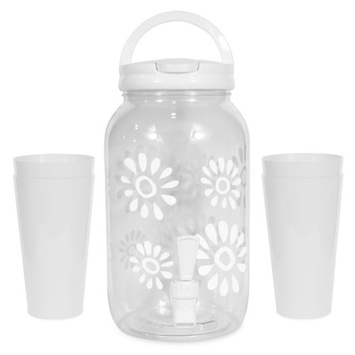 Set de Dispensador de Agua 3.5 L Kawaii + 4 Vasos S11 Blanco