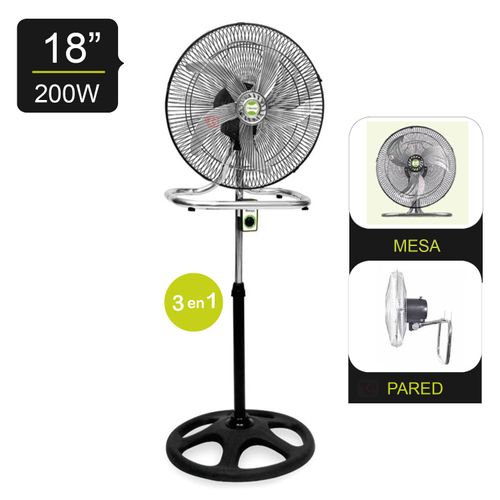 Ventilador 5 Aspas 3 En 1 BK-8219VI-NG De 18 200W BOSSKO Negro