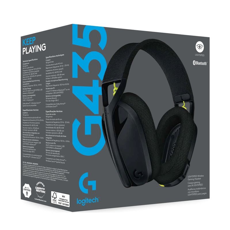 Logitech---Audifono-G435-Lightspeed-Wireless-PC-PS4-PS5---Negro