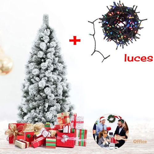 Árbol de Navidad Coposo Americano con Nevado 240CM Incluye Luces (MUNDO ELECTRONICO)