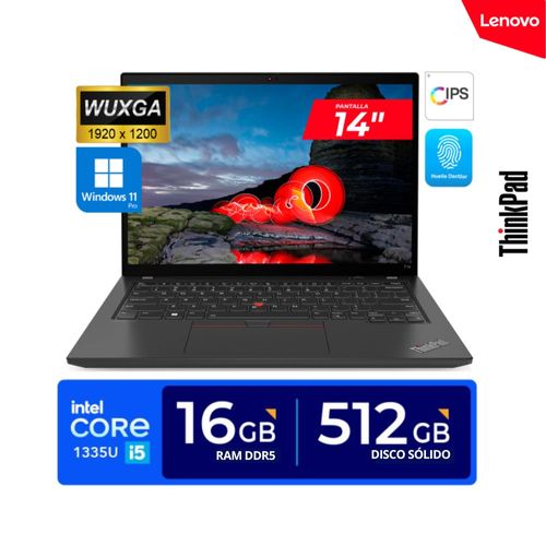 LAPTOP LENOVO ThinkPad T14 14? WUXGA IPS  Core i5-1335U 4.6GHz  16GB DDR5  512GB  Win11 PRO