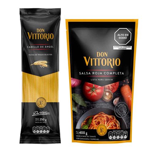 Pack Cabello de Ángel DON VITTORIO Bolsa 250g + Salsa Roja DON VITTORIO Doypack 400g