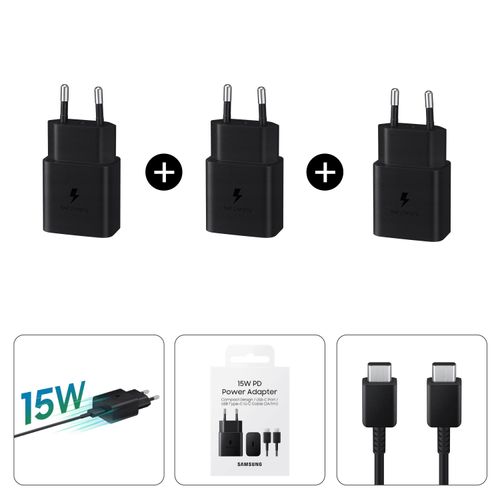 Cargador Samsung 15w con Cable x 3 Unidades (Tipo C a Tipo C)