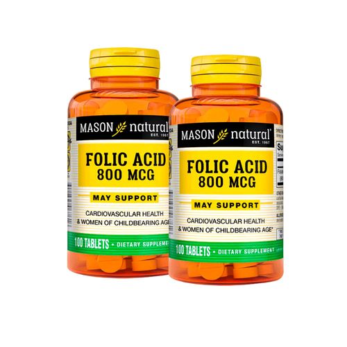 Vitamina Folic Acid 800 Mcg (100 Tab) Pack X2