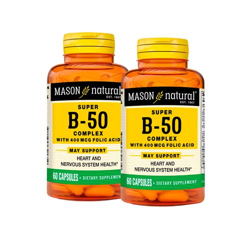 Vitamina Super B-50 Complex With 400 Mcg (60 Cap) Pack X2