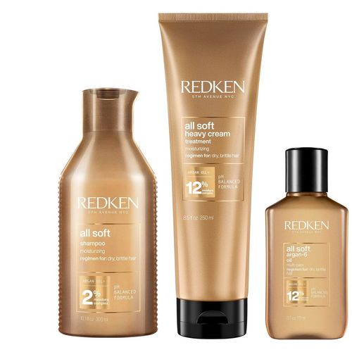 Shampoo Hidratante 300ml + Mascarilla + Aceite Argán-6 Redken All Soft