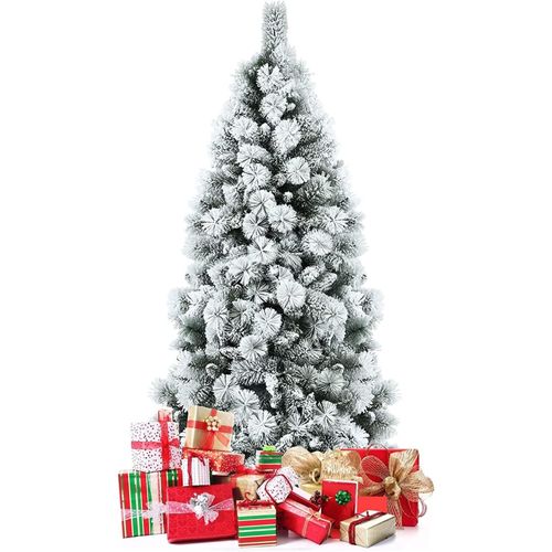 Árbol De Navidad De Rama Nevada, Pino Delgado Con Bisagras Con Base De Metal (2023) E-210 -