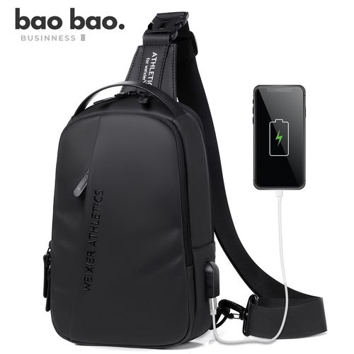 Mochila Pechera Weixier de Cuero PU Bandolera para Hombre Moda Urbana - Negro