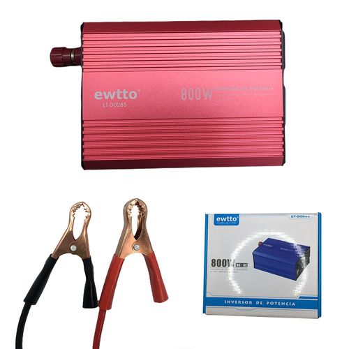 Inversor De Corriente 12v A 220v Ac 2 Usb 800w Power Ewtto - Rojo