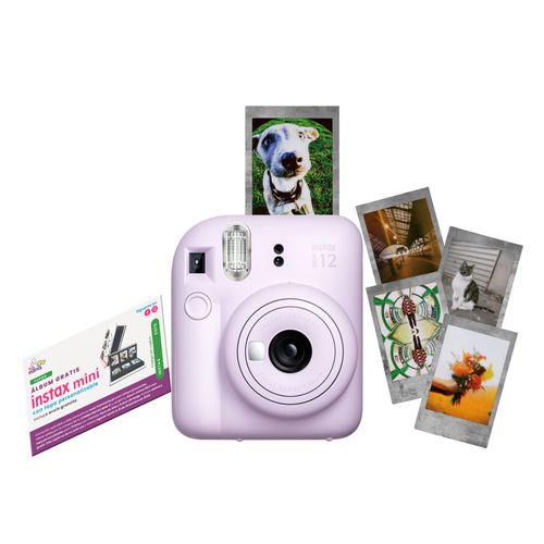 Combo Cámara Fujifilm Instax Mini 12 lente 60mm, lila + Pack 10 + Cupón