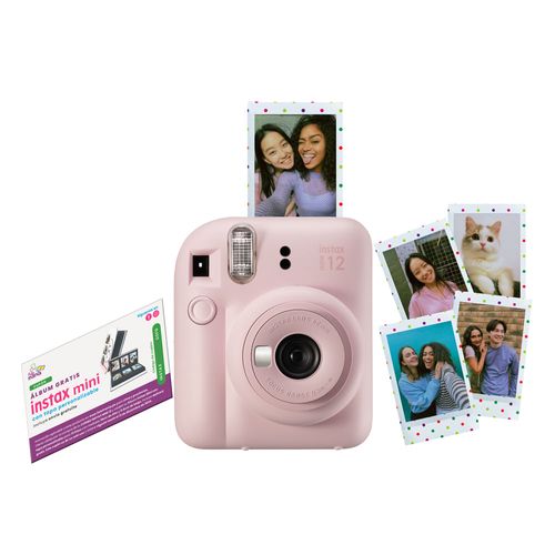 Combo Cámara Fujifilm Instax Mini 12 lente 60mm, rosado + Pack 10 + Cupón