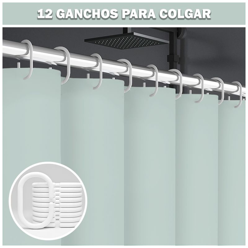 Cortina-de-Baño-Moderna-Impermeable-Accesorio-para-Ducha-U11-Verde