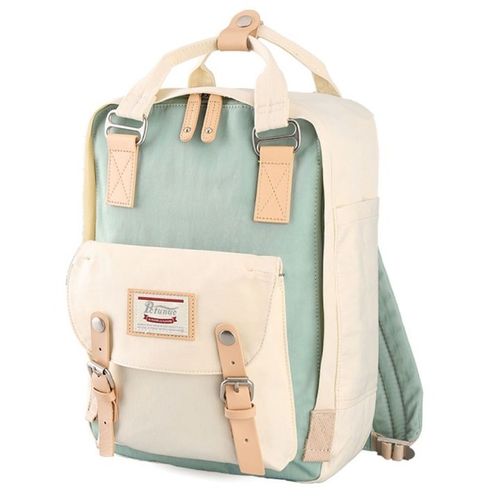 Mochila para laptop 13" 14" pulgadas crema verde