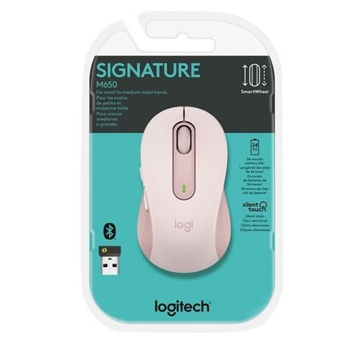 Mouse M650 Inalambrico Ambidiestro Bolt Signature Rosa