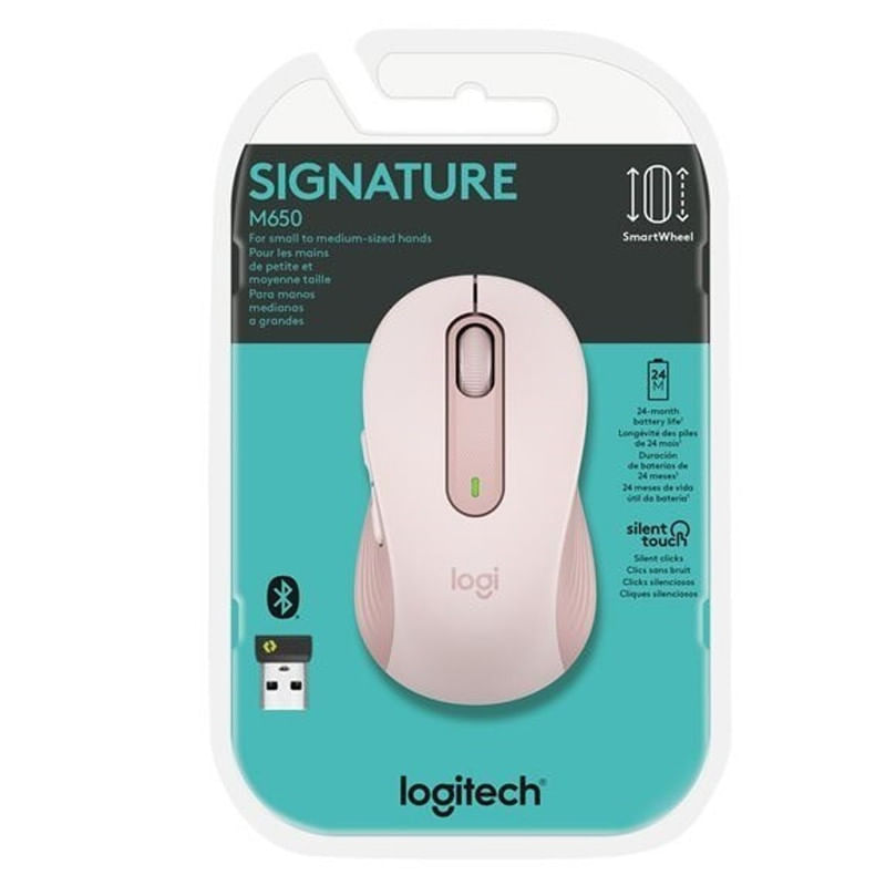 Mouse-M650-Inalambrico-Ambidiestro-Bolt-Signature-Rosa