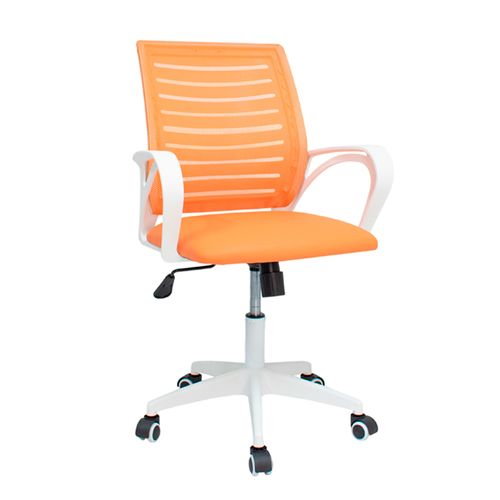 Silla de Oficina Ergonómica Oskar Naranja con Respaldar Reforzable - Base Blanca