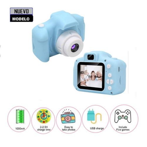 Cámara Digital para Niños Fotos Videos FULL HD Celeste Verde