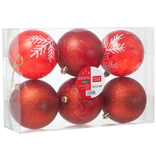 Set de Bolas DECO HOME 8cm Surtido 6un Dulce Navidad