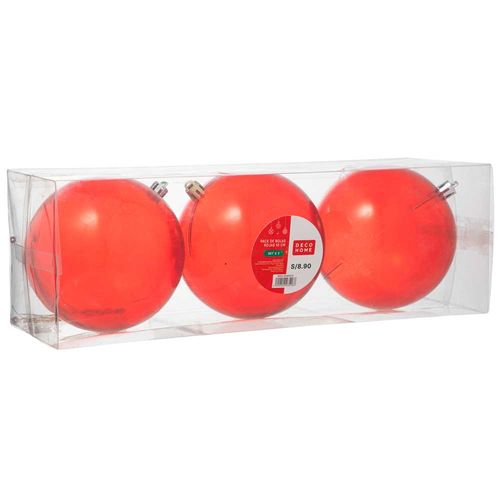 Set de Bolas DECO HOME Rojas 10cm 3un Dulce Navidad