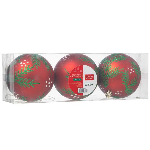 Set de Bolas DECO HOME Rojas 8cm 3un Nav Cto