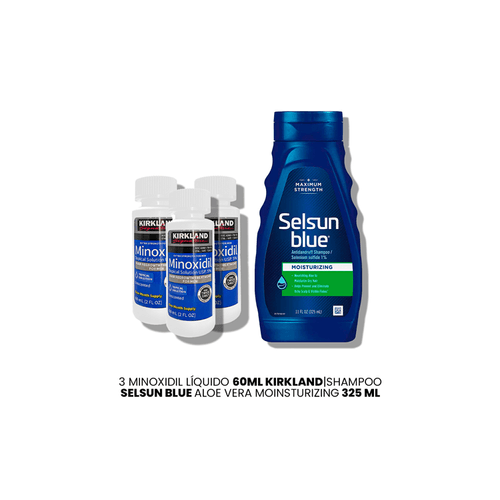 3 Minoxidil Líquido Kirkland|Shampoo Selsun Blue Con Aloe Vera 325 ml