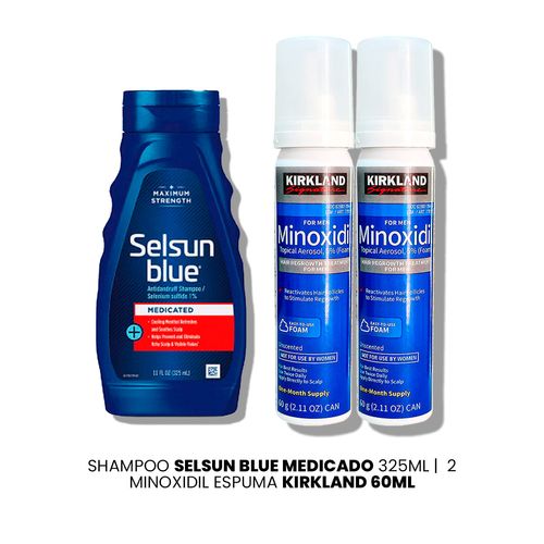 Shampoo Selsun Blue Medicado 325ml|2 Minoxidil Espuma Kirkland