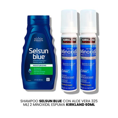 Shampoo Selsun Blue Con Aloe Vera 325 ml|2 Minoxidil Espuma Kirkland