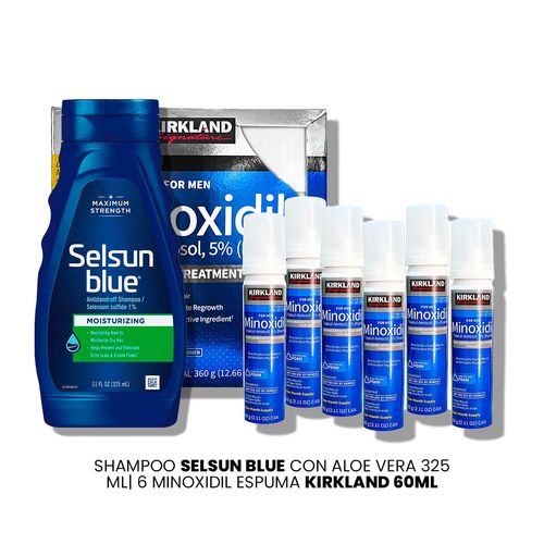 Shampoo Selsun Blue Con Aloe Vera 325 ml|6 Minoxidil Espuma Kirkland