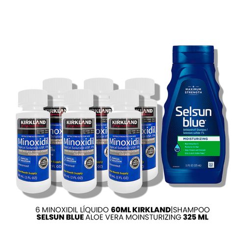 6 Minoxidil Líquido Kirkland|Shampoo Selsun Blue Con Aloe Vera 325 ml