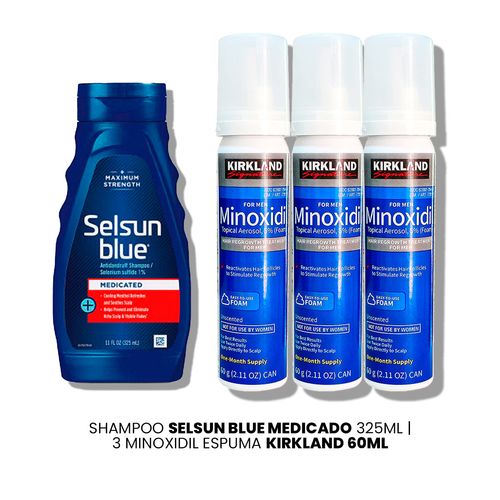 Shampoo Selsun Blue Medicado 325ml|3 Minoxidil Espuma Kirkland