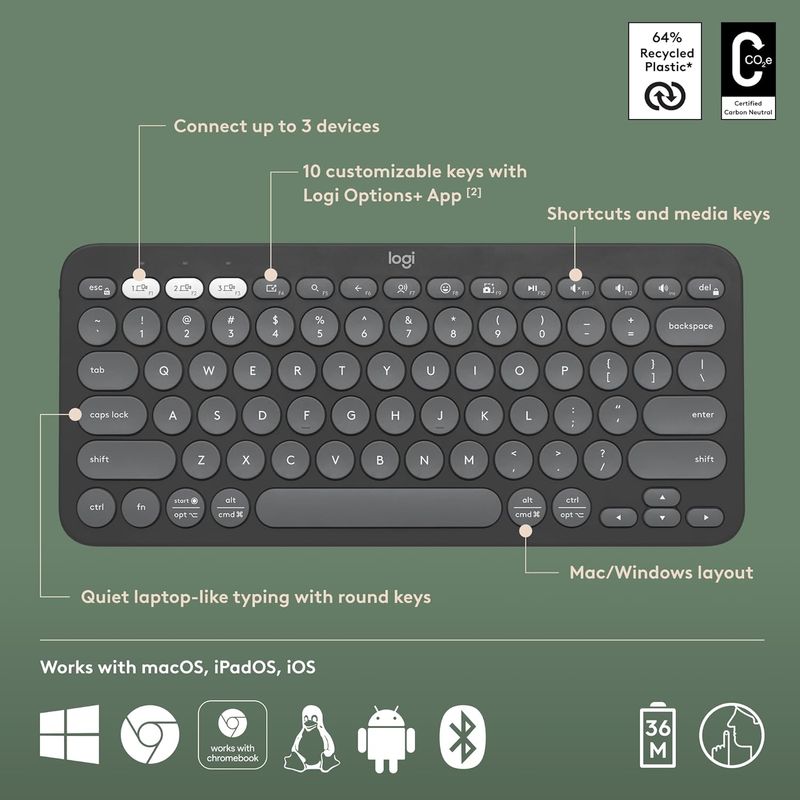 Teclado-Logitech-Pebble-Keys-2-K380s-inalambrico-Bluetooth-Multidispositivo-Grafito