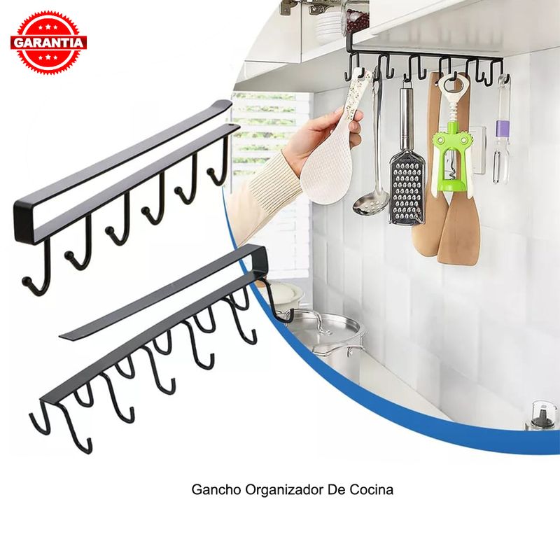 6-Ganchos-Repisa-de-Metal-para-Tazas-Organizador-de-Cocina-Baño-Closet-Negro-Easy-Home