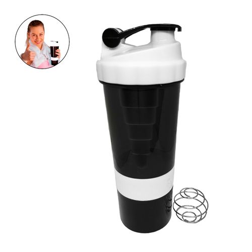 Tomatodo Shaker 500ml 3 Cuerpos Blanco con Negro