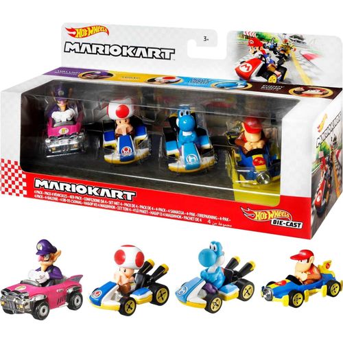 Hot Wheels Mario Kart Pack 4 Vehiculos Modelo D