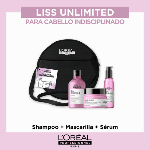 Loreal pack liss unlimited shampoo 250ml+ mascarilla 200ml+ serum 125ml