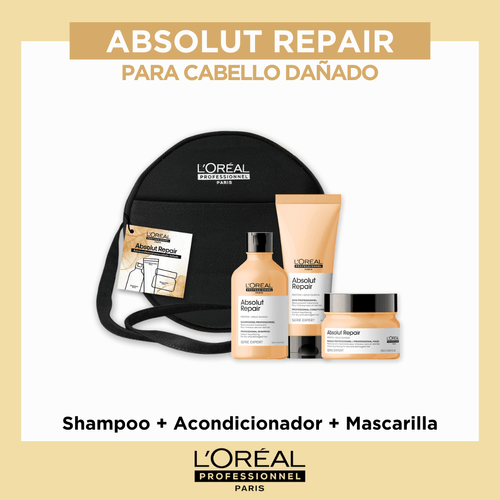 Loreal pack para cabello dañado l'oréal absolut repair shampoo 300ml + acondicionador 200ml+ mascari