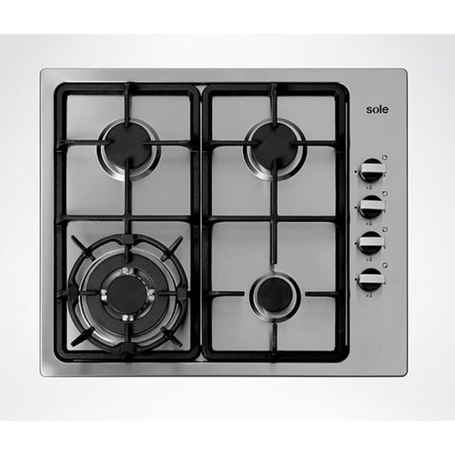 Cocina Empotrable Sole de Acero Inoxidable, 4 Hornillas y Quemador Master Cook de Triple Flama SOLCO