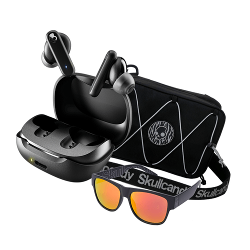 Audífonos Inalámbricos Skullcandy Smokin Buds + Lentes Bold Rojo UV400 + Morral Negro