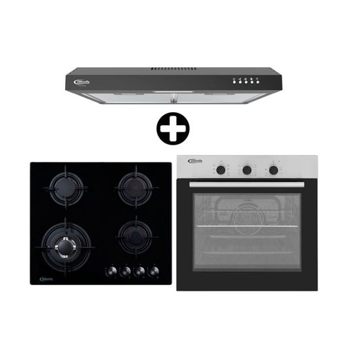 COMBO Cocina empotrable Nina 60 Negra 60cm + Campana Extractora Lineal Vento A + Horno empotrable HKT600-PIX Klimatic