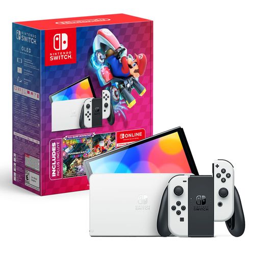 Consola Nintendo Switch Oled Bundle blanco con Juego Mario Kart 8 Deluxe