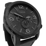 Reloj-Fossil-Nate-JR1354-Fecha-Cronometro-Acero-Inoxidable-Correa-Cuero-Negro