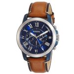 Reloj-Fossil-Grant-FS5151-Cronometro-Correa-Cuero-Marron-Dial-Azul