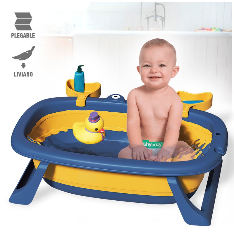 Bañera-Plegable-para-Bebes-Tina-de-Baño-Cangrejo-WI5-Azul