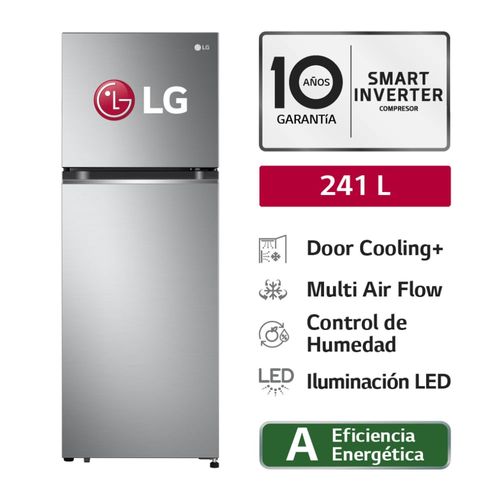 Refrigeradora LG GT24BPP Top Freezer Door Cooling 241L Plateado