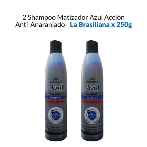 Shampoo Matizador Azul Accion AntiAnaranjado La Brasiliana 250Gr 2 Uni