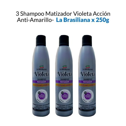 Shampoo Matizador Violeta Accion AntiAmarillo La Brasiliana 250G 3 Uni